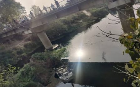 पुल से 30 फीट नीचे नदी में गिरी बोलेरो, युवक की मौत; साथी ने कूदकर बचाई जान