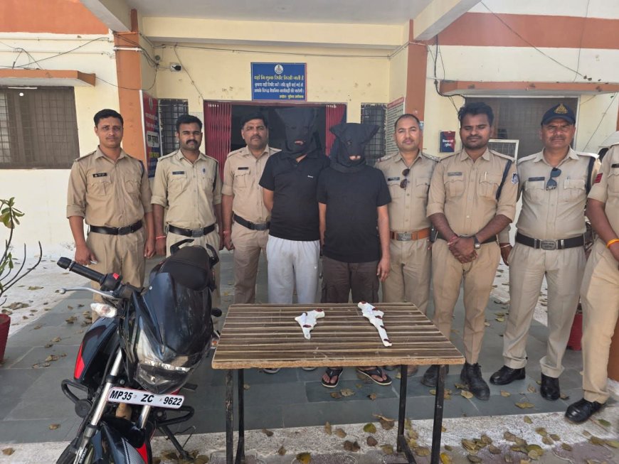 पन्ना पुलिस द्वारा कोतवाली थाना क्षेत्र में अशोका होटल के सामने कट्टे से हवाई फायर कर दहशत फैलाने वाले 02 आरोपियों को किया गया गिरफ्तार :