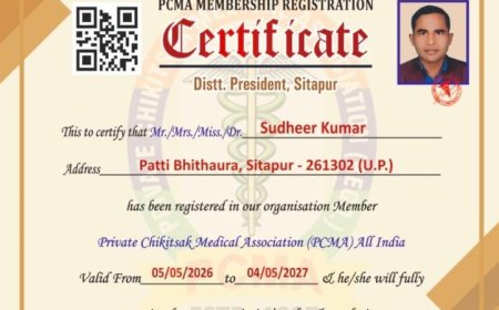 डॉ सुधीर कुमार  जी को प्राइवेट चिकित्सा मेडिकल एसोसिएशन  जिला सीतापुर का जिला अध्यक्ष नियुक्त किया गया।