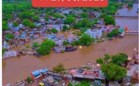 THE GLOBAL INDIA NEWS TODAY |  🚨 ब्रेकिंग न्यूज़ 🚨 चित्रकूट में भीषण बाढ़ का कहर, बांध टूटने के बाद हालात गंभीर—सेना के हेलीकॉप्टर से रेस्क्यू अभियान जारी